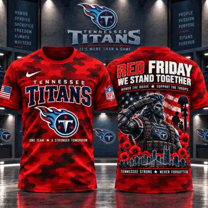 Tennessee Titans | Premium NFL Red Friday Remember Everyone Deployed Camo GameDay 3D Shirt NY