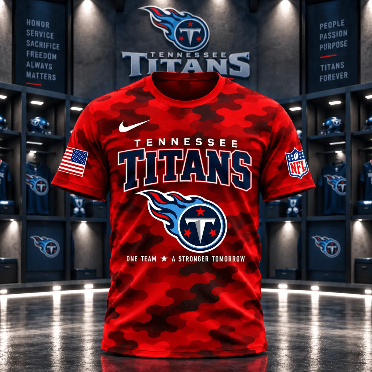 Tennessee Titans | Premium NFL Red Friday Remember Everyone Deployed Camo GameDay 3D Shirt NY - Image 2