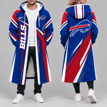 Buffalo Bills | Premium NFL Team Pride Long Hooded Sherpa Fleece Winter Coat NY