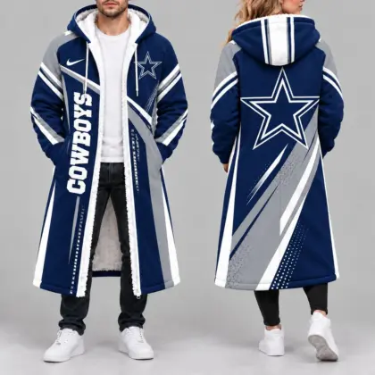 Dallas Cowboys | Premium NFL Team Pride Long Hooded Sherpa Fleece Winter Coat NY