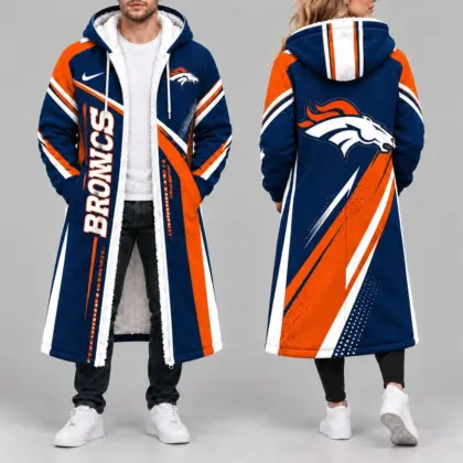 Denver Broncos | Premium NFL Team Pride Long Hooded Sherpa Fleece Winter Coat NY