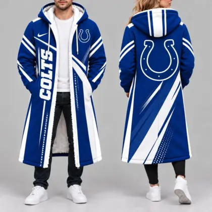 Indianapolis Colts | Premium NFL Team Pride Long Hooded Sherpa Fleece Winter Coat NY