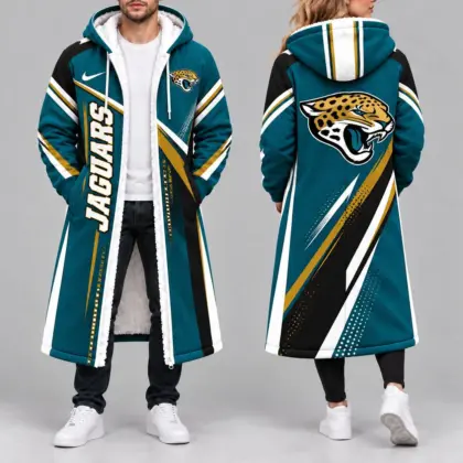 Jacksonville Jaguars | Premium NFL Team Pride Long Hooded Sherpa Fleece Winter Coat NY