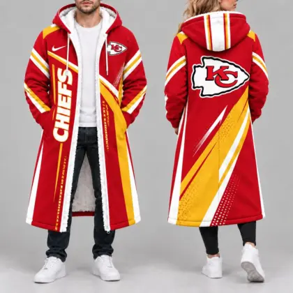 Kansas City Chiefs | Premium NFL Team Pride Long Hooded Sherpa Fleece Winter Coat NY