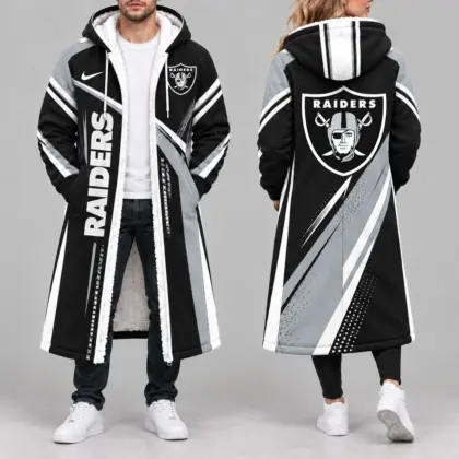 Las Vegas Raiders | Premium NFL Team Pride Long Hooded Sherpa Fleece Winter Coat NY