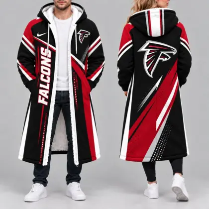 Atlanta Falcons | Premium NFL Team Pride Long Hooded Sherpa Fleece Winter Coat NY