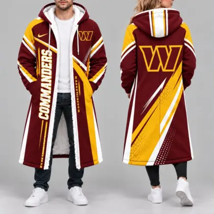Washington Commanders | Premium NFL Team Pride Long Hooded Sherpa Fleece Winter Coat NY