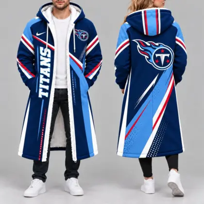 Tennessee Titans | Premium NFL Team Pride Long Hooded Sherpa Fleece Winter Coat NY