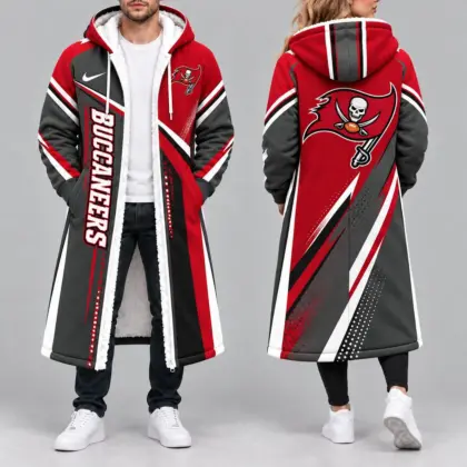 Tampa Bay Buccaneers | Premium NFL Team Pride Long Hooded Sherpa Fleece Winter Coat NY