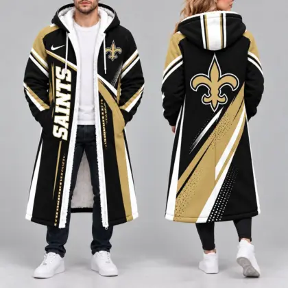 New Orleans Saints | Premium NFL Team Pride Long Hooded Sherpa Fleece Winter Coat NY