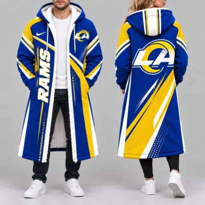 Los Angeles Rams | Premium NFL Team Pride Long Hooded Sherpa Fleece Winter Coat NY