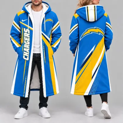 Los Angeles Chargers | Premium NFL Team Pride Long Hooded Sherpa Fleece Winter Coat NY