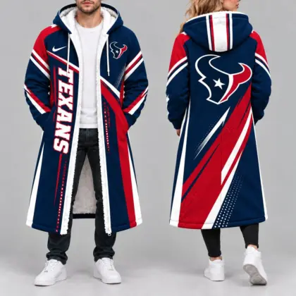 Houston Texans | Premium NFL Team Pride Long Hooded Sherpa Fleece Winter Coat NY