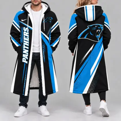 Carolina Panthers | Premium NFL Team Pride Long Hooded Sherpa Fleece Winter Coat NY