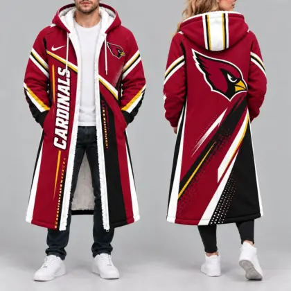 Arizona Cardinals | Premium NFL Team Pride Long Hooded Sherpa Fleece Winter Coat NY