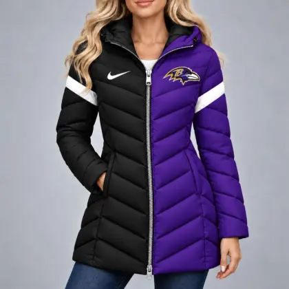 Baltimore Ravens | Premium NFL Team Pride Long Hooded Puffer Jacket NY