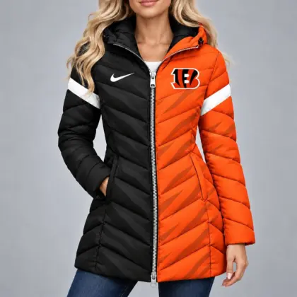 Cincinnati Bengals | Premium NFL Team Pride Long Hooded Puffer Jacket NY