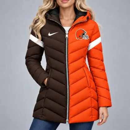 Cleveland Browns | Premium NFL Team Pride Long Hooded Puffer Jacket NY