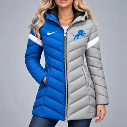 Detroit Lions | Premium NFL Team Pride Long Hooded Puffer Jacket NY