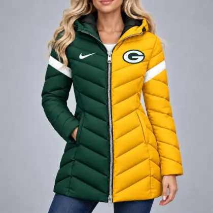 Green Bay Packers | Premium NFL Team Pride Long Hooded Puffer Jacket NY