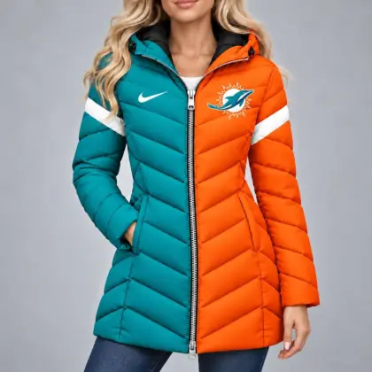 Miami Dolphins | Premium NFL Team Pride Long Hooded Puffer Jacket NY
