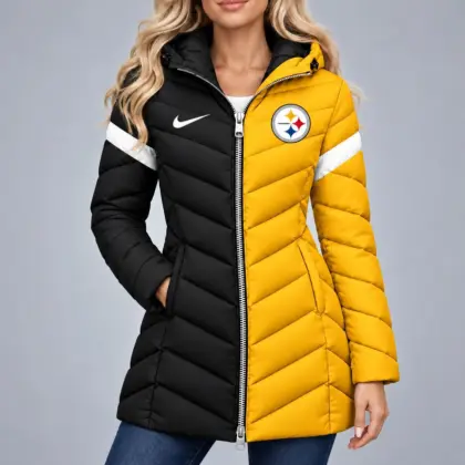 Pittsburgh Steelers | Premium NFL Team Pride Long Hooded Puffer Jacket NY