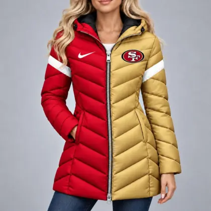 San Francisco 49ers | Premium NFL Team Pride Long Hooded Puffer Jacket NY