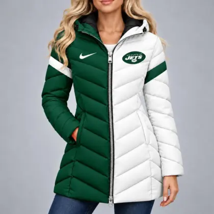 New York Jets | Premium NFL Team Pride Long Hooded Puffer Jacket NY