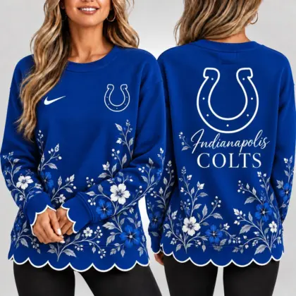 Indianapolis Colts | Premium NFL Floral Scalloped Hem Graphic Crewneck Sweatshirt NY