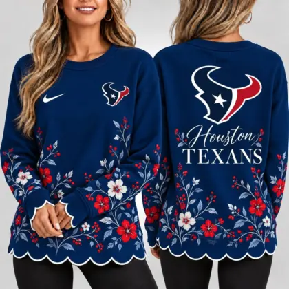 Houston Texans | Premium NFL Floral Scalloped Hem Graphic Crewneck Sweatshirt NY
