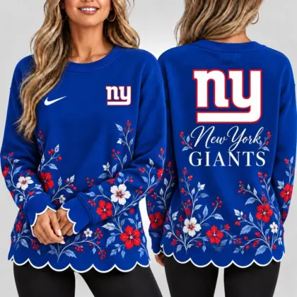 New York Giants | Premium NFL Floral Scalloped Hem Graphic Crewneck Sweatshirt NY
