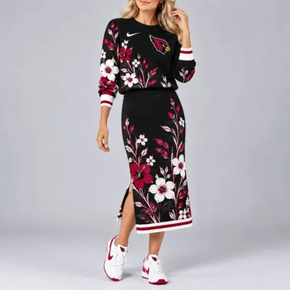 Arizona Cardinals | Premium NFL Floral Knit Sweater and Midi Skirt Two-Piece Set NY