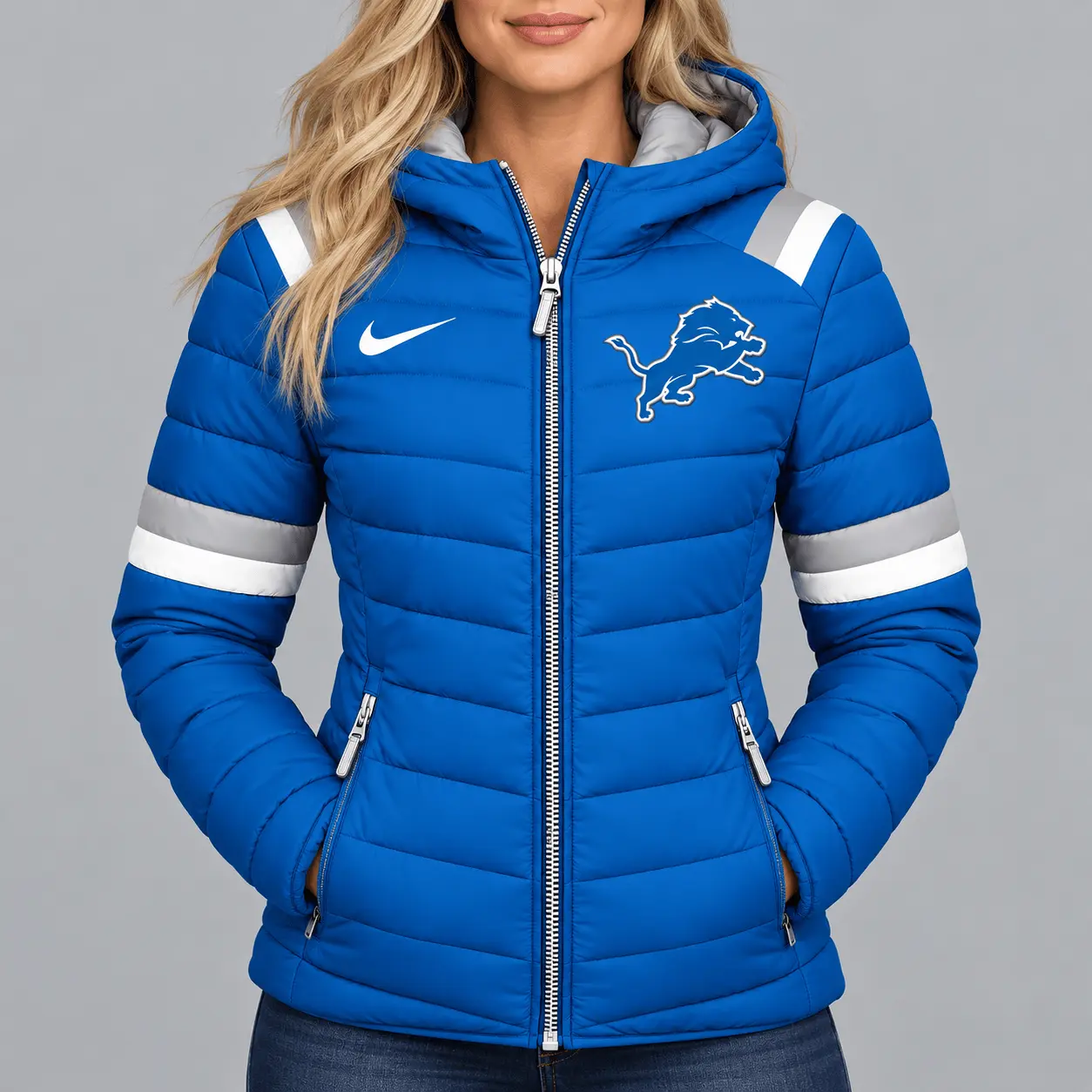 Detroit Lions | Premium NFL Team Pride Split-Panel Hooded Puffer Jacket NY - Image 2