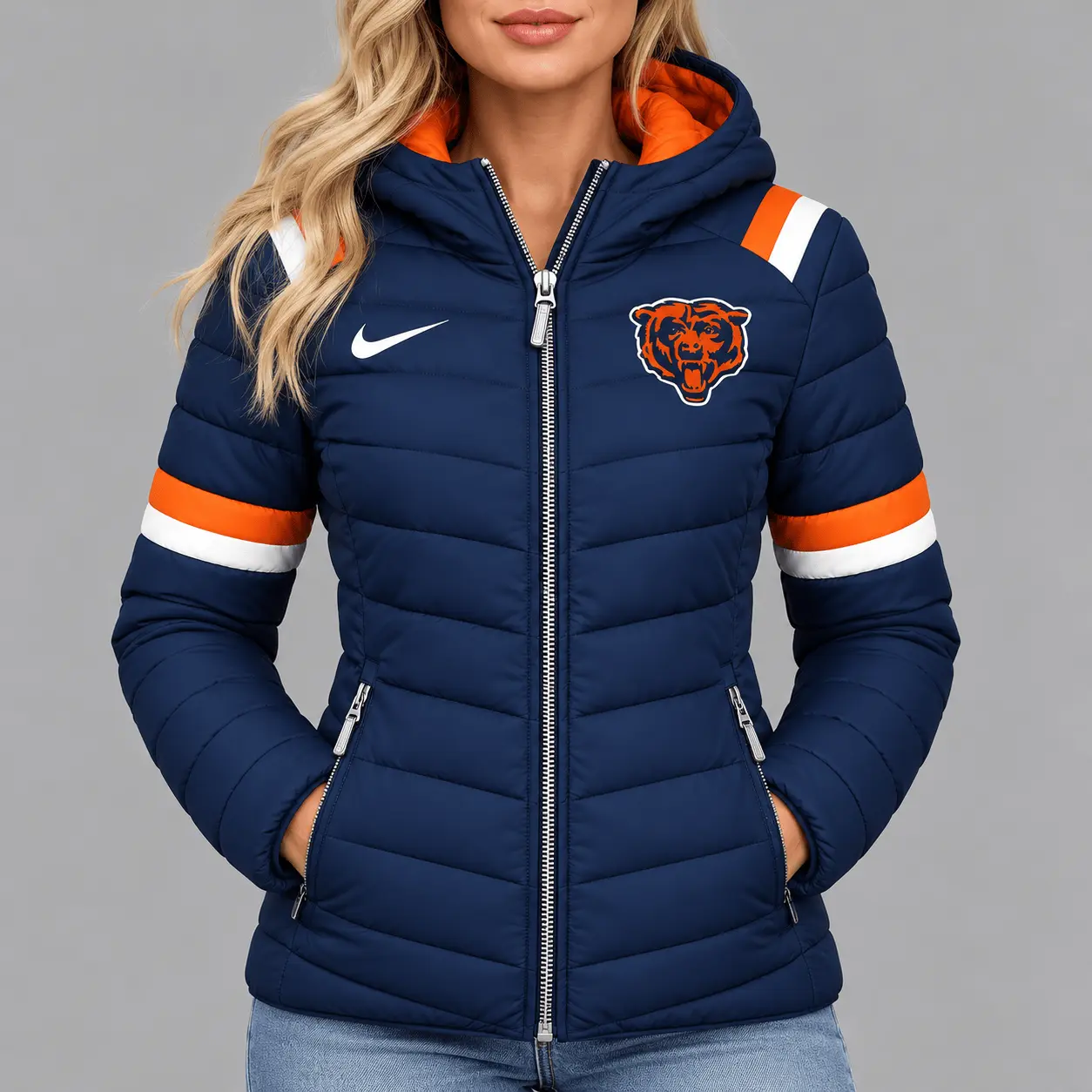 Chicago Bears | Premium NFL Team Pride Split-Panel Hooded Puffer Jacket NY - Image 2