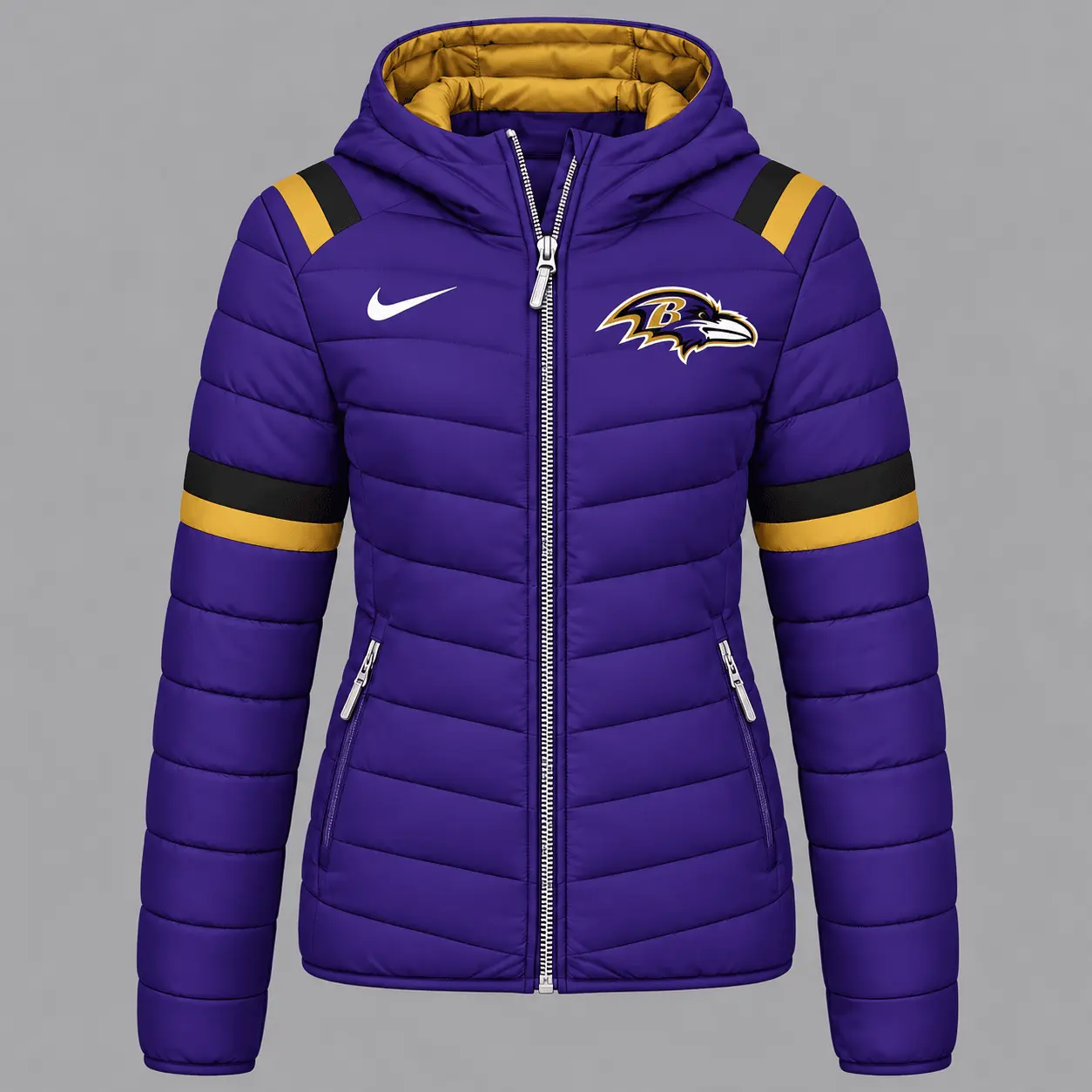 Baltimore Ravens | Premium NFL Team Pride Split-Panel Hooded Puffer Jacket NY
