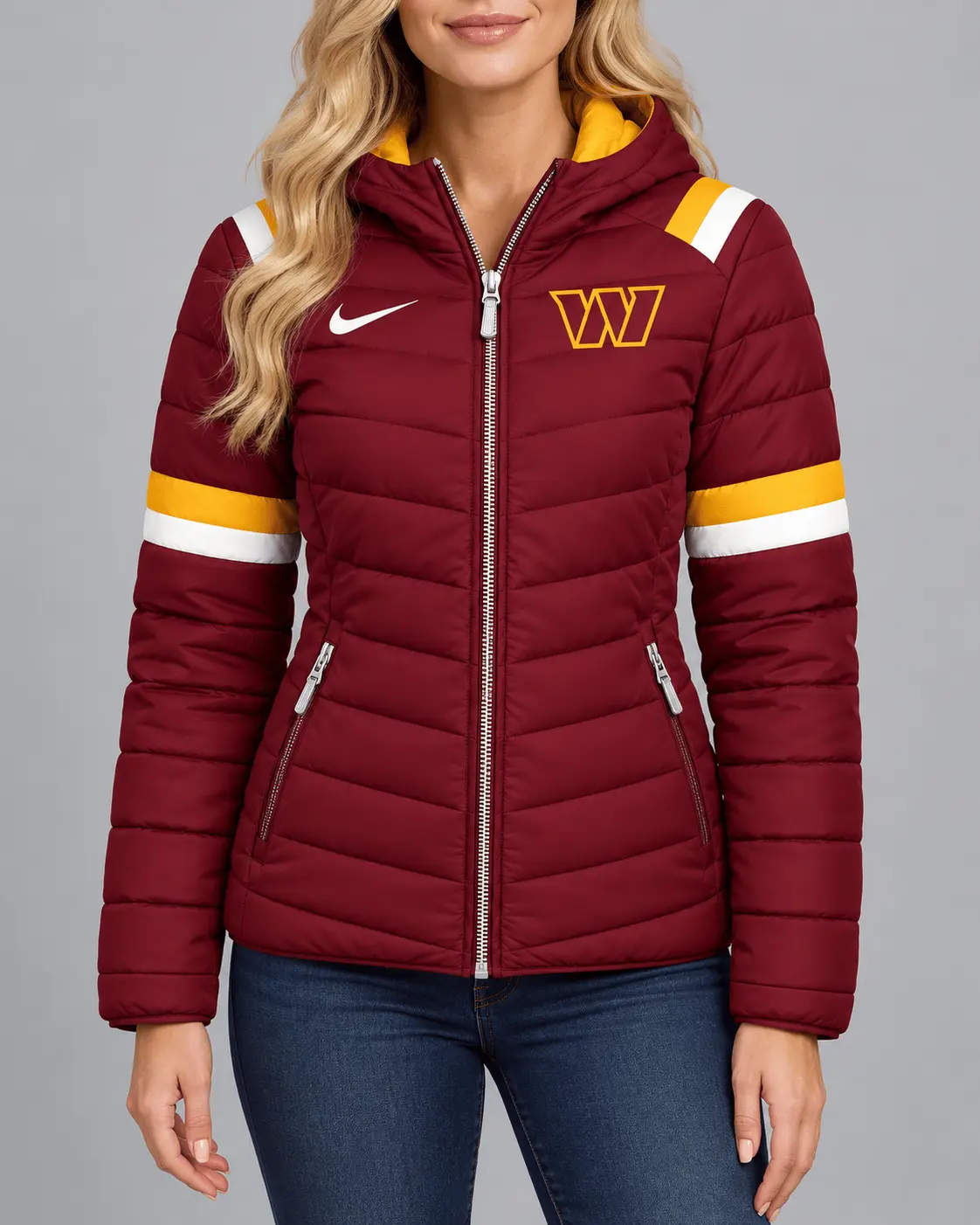 Washington Commanders | Premium NFL Team Pride Split-Panel Hooded Puffer Jacket NY - Image 2