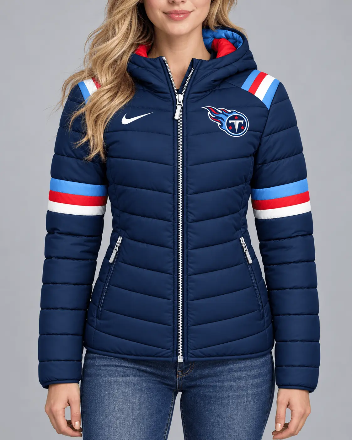 Tennessee Titans | Premium NFL Team Pride Split-Panel Hooded Puffer Jacket NY - Image 2