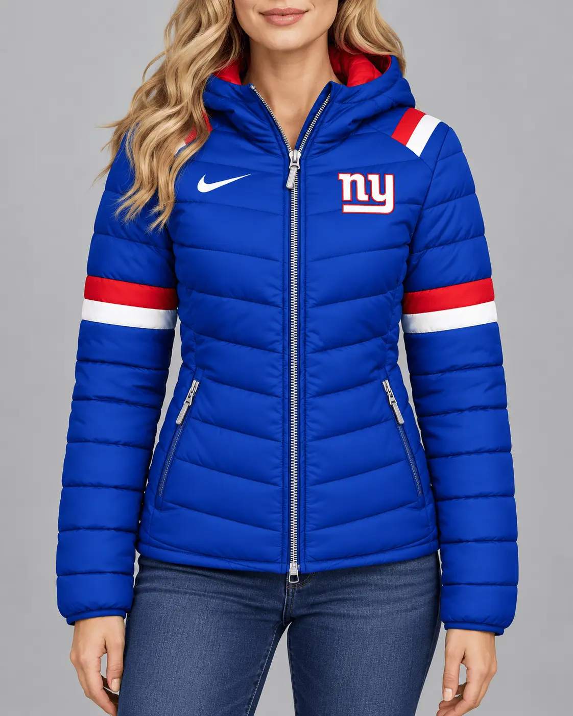 New York Giants | Premium NFL Team Pride Split-Panel Hooded Puffer Jacket NY - Image 2