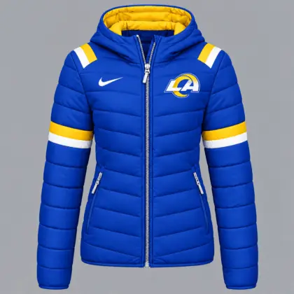 Los Angeles Rams | Premium NFL Team Pride Split-Panel Hooded Puffer Jacket NY