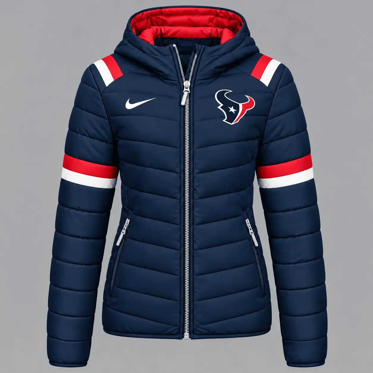 Houston Texans | Premium NFL Team Pride Split-Panel Hooded Puffer Jacket NY