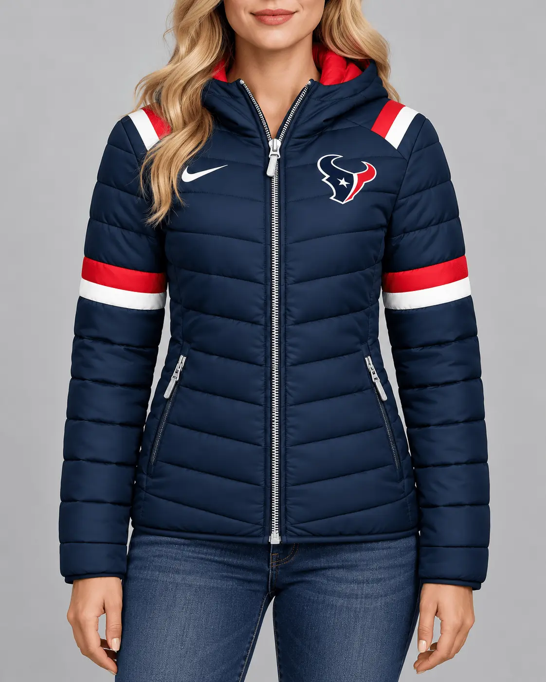 Houston Texans | Premium NFL Team Pride Split-Panel Hooded Puffer Jacket NY - Image 2