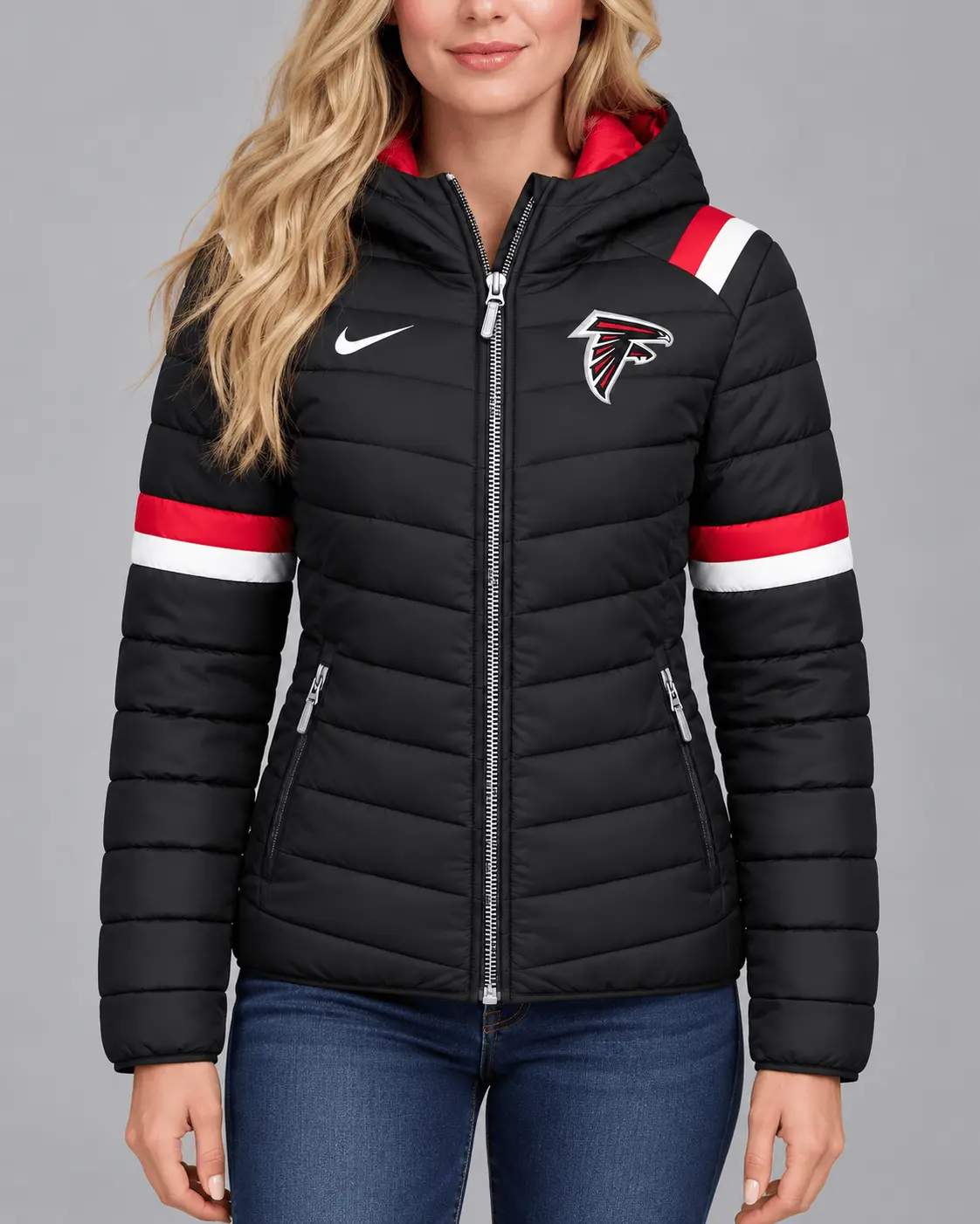 Atlanta Falcons | Premium NFL Team Pride Split-Panel Hooded Puffer Jacket NY - Image 2