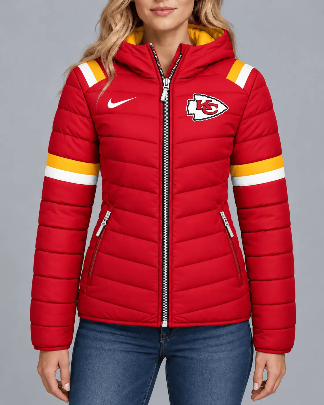 Kansas City Chiefs | Premium NFL Team Pride Split-Panel Hooded Puffer Jacket NY - Image 2