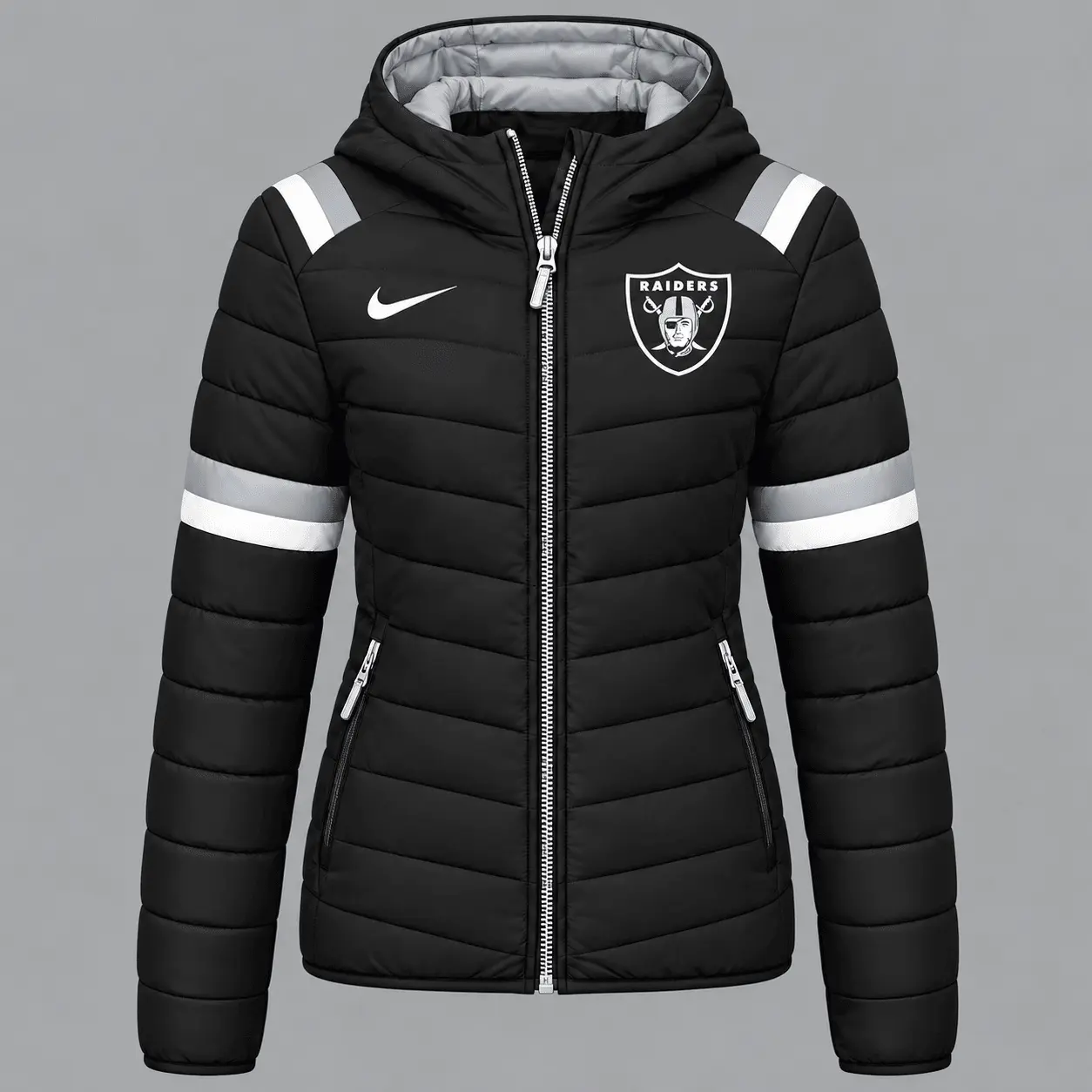 Las Vegas Raiders | Premium NFL Team Pride Split-Panel Hooded Puffer Jacket NY