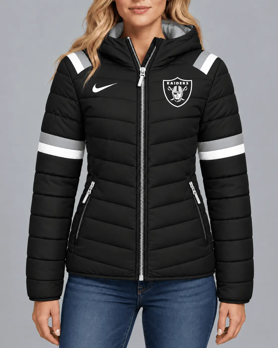 Las Vegas Raiders | Premium NFL Team Pride Split-Panel Hooded Puffer Jacket NY - Image 2