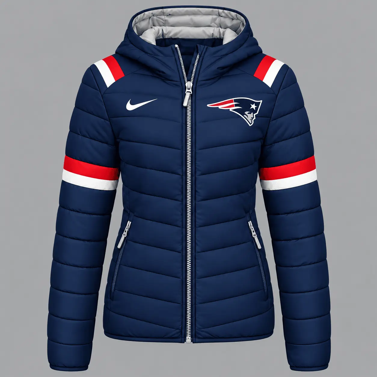 New England Patriots | Premium NFL Team Pride Split-Panel Hooded Puffer Jacket NY