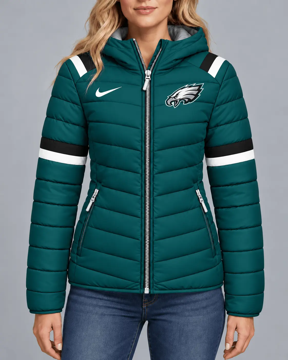 Philadelphia Eagles | Premium NFL Team Pride Split-Panel Hooded Puffer Jacket NY - Image 2