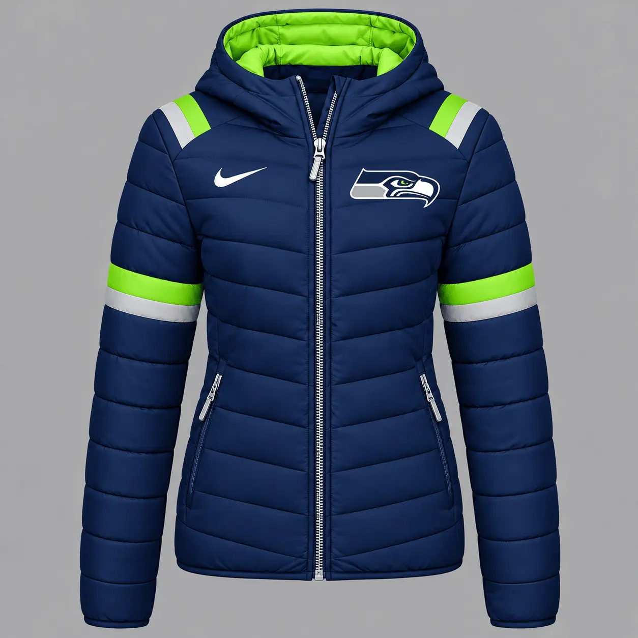 Seattle Seahawks | Premium NFL Team Pride Split-Panel Hooded Puffer Jacket NY