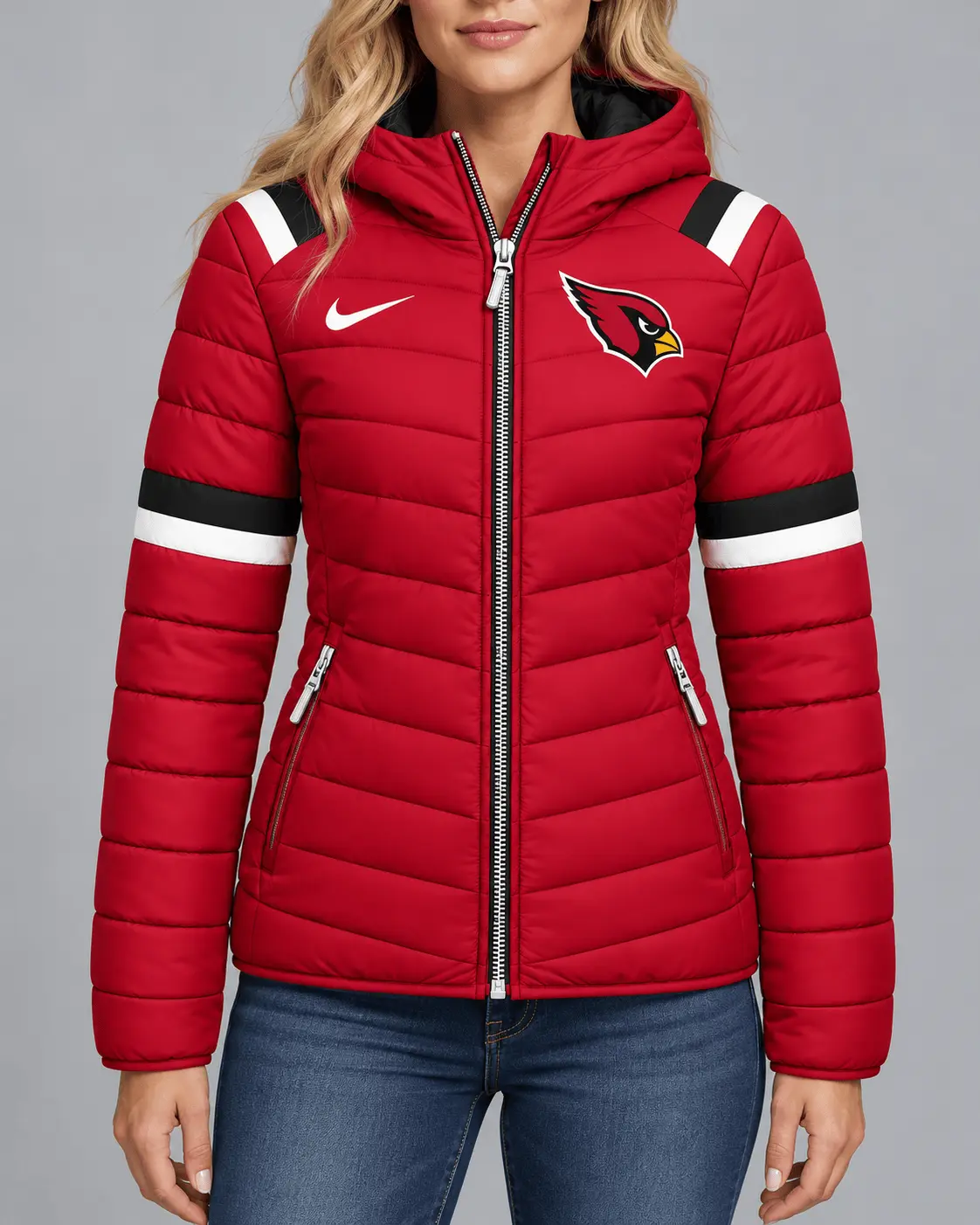 Arizona Cardinals | Premium NFL Team Pride Split-Panel Hooded Puffer Jacket NY - Image 2