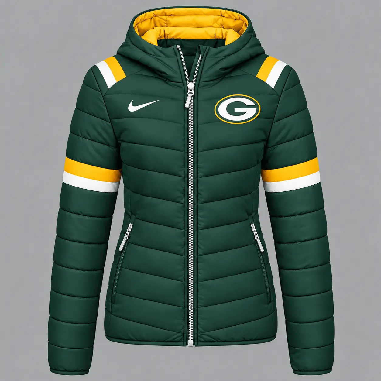 Green Bay Packers | Premium NFL Team Pride Split-Panel Hooded Puffer Jacket NY